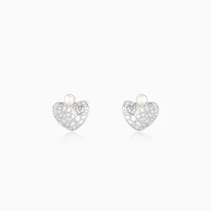 Silver Ethereal Heart Earrings