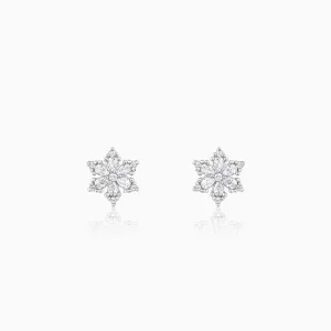Silver Flowery Snowflake Studs