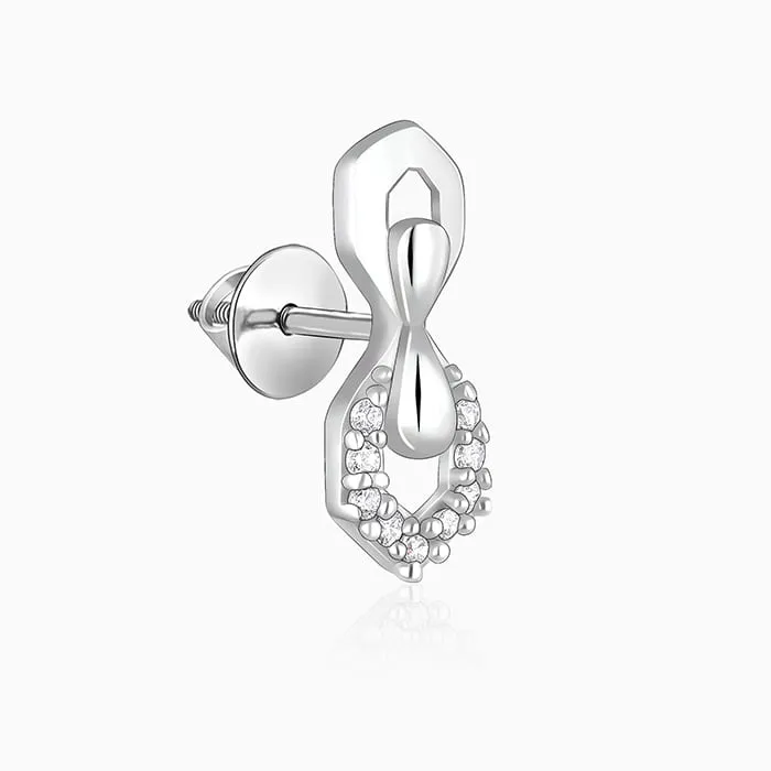 Silver Glittering Hexagon Earrings