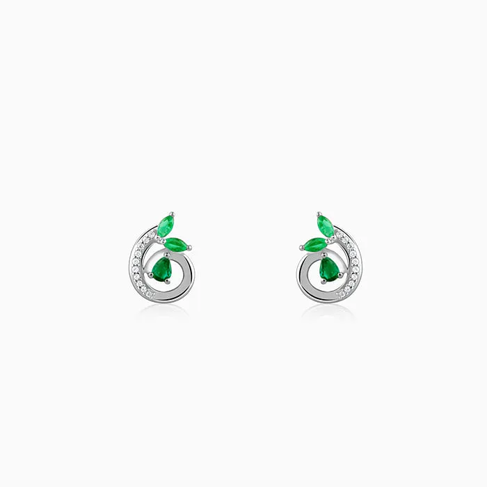 Silver Gracious Leaf Studs