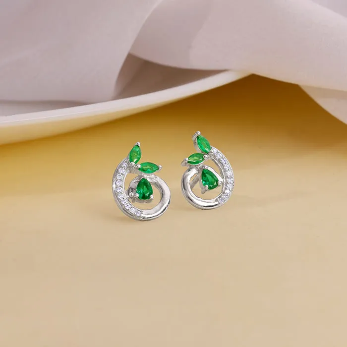 Silver Gracious Leaf Studs
