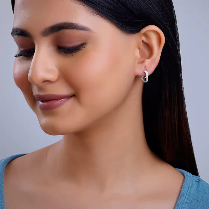 Silver Half Moon Hoop Earrings
