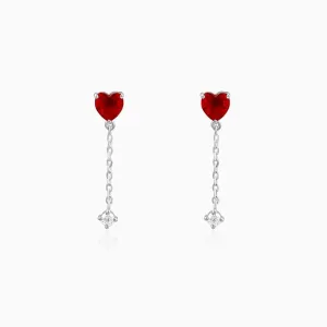 Silver Heart Drop Danglers