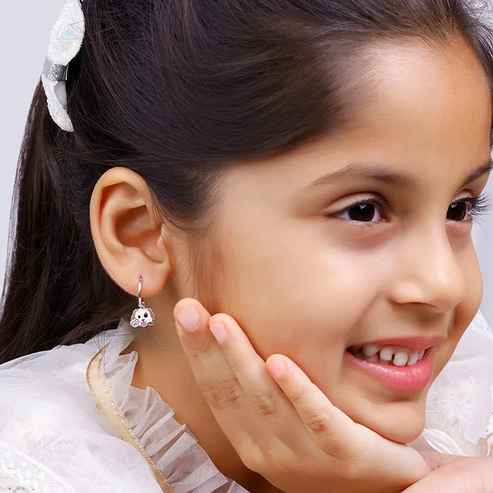 Silver Hello Puppy Kids Hoop Earrings (4-12 yrs)