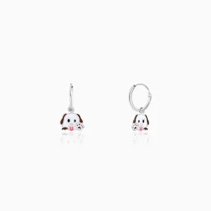 Silver Hello Puppy Kids Hoop Earrings (4-12 yrs)