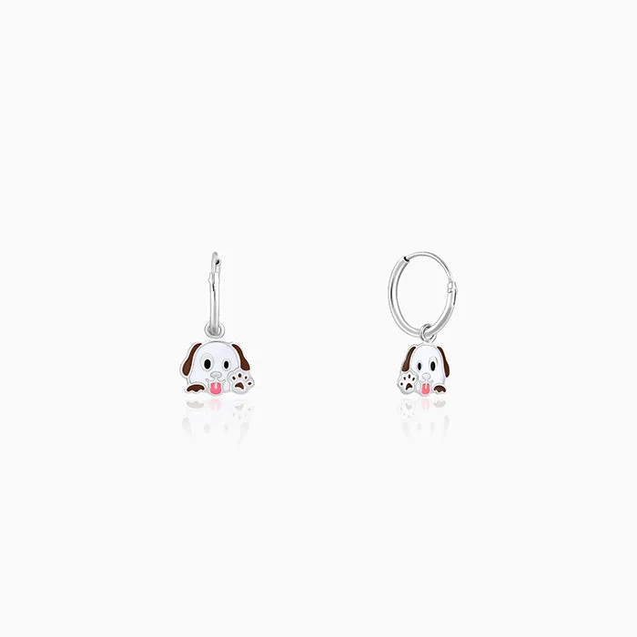 Silver Hello Puppy Kids Hoop Earrings (4-12 yrs)