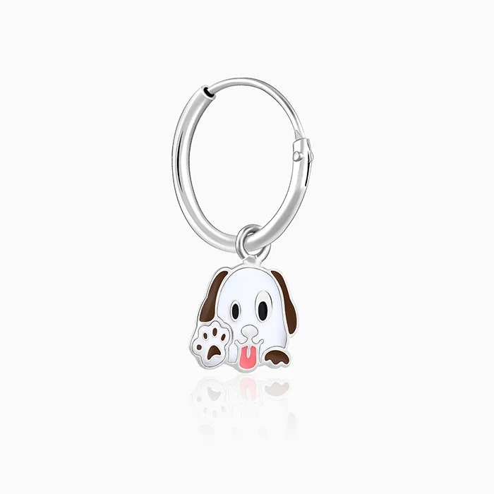 Silver Hello Puppy Kids Hoop Earrings (4-12 yrs)