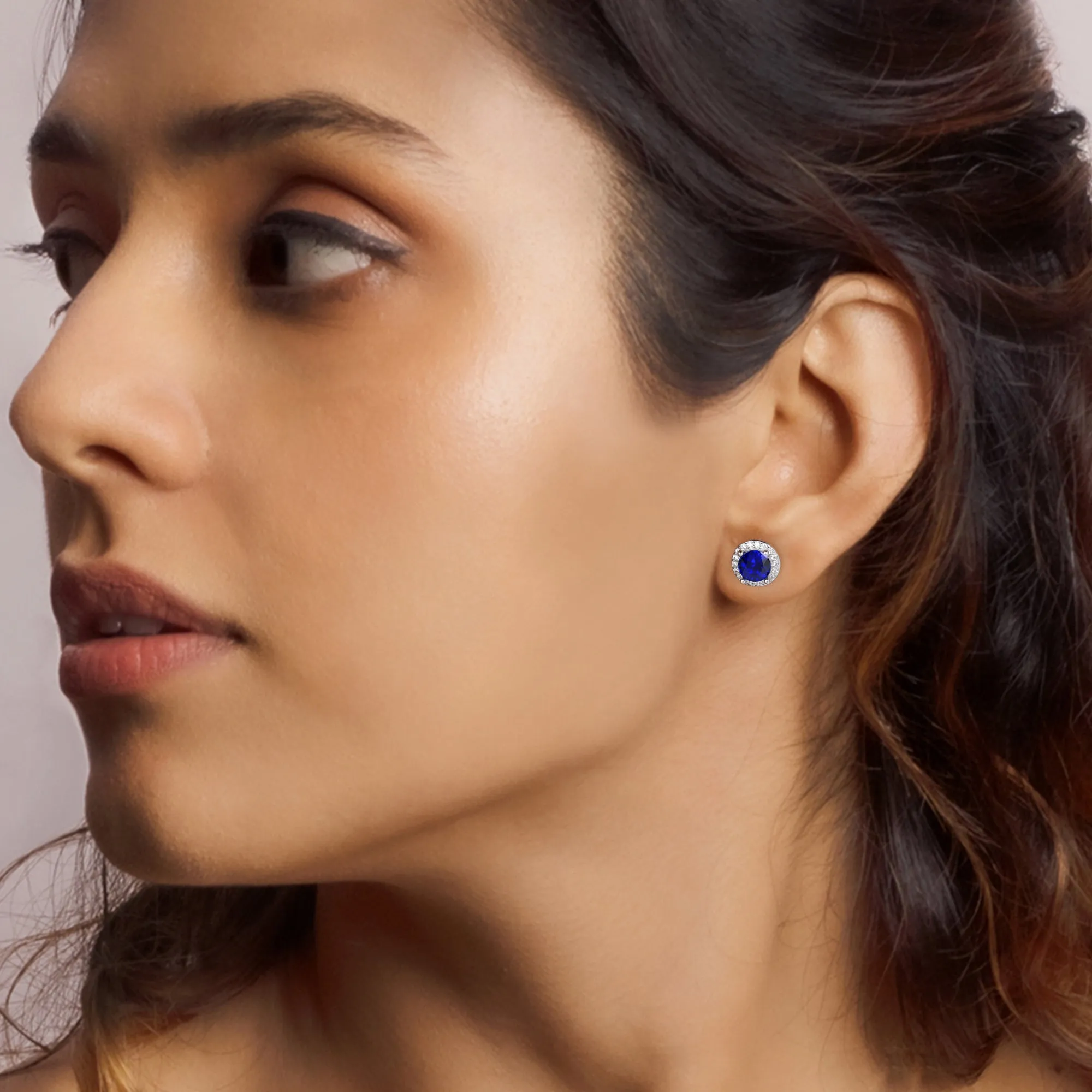 Silver Hypnotic Blue Studs
