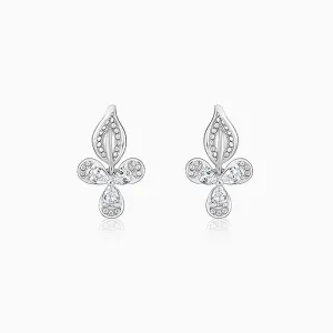 Silver Iris Flower Earrings
