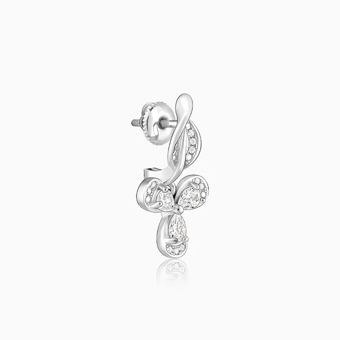 Silver Iris Flower Earrings