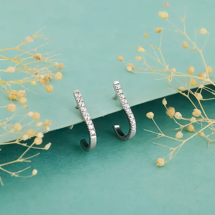 Silver Jazzy Semi-Hoop Earrings