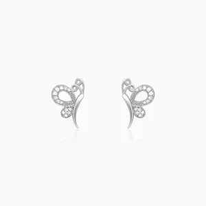 Silver Love Like A Butterfly Studs