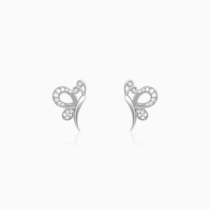 Silver Love Like A Butterfly Studs