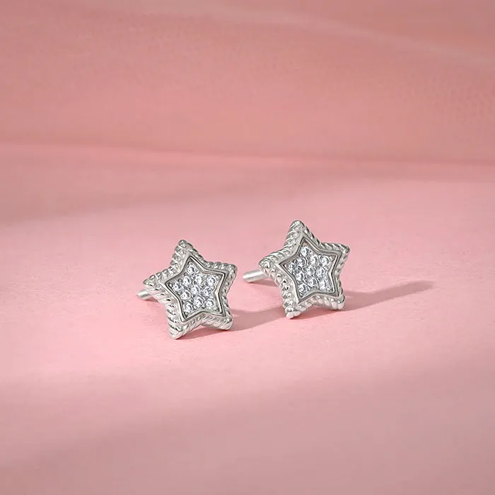 Silver Love The Star Studs