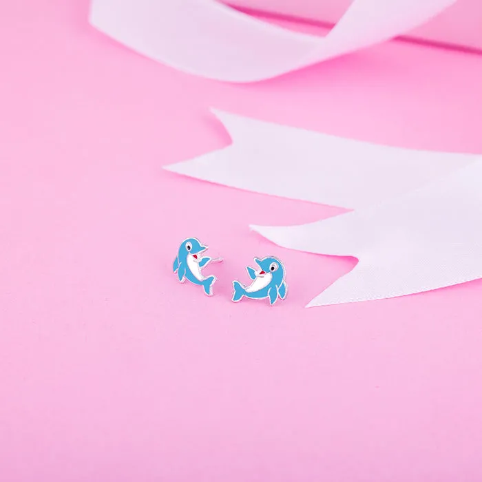 Silver Magic Dolphin Kids Earrings (4-12 yrs)