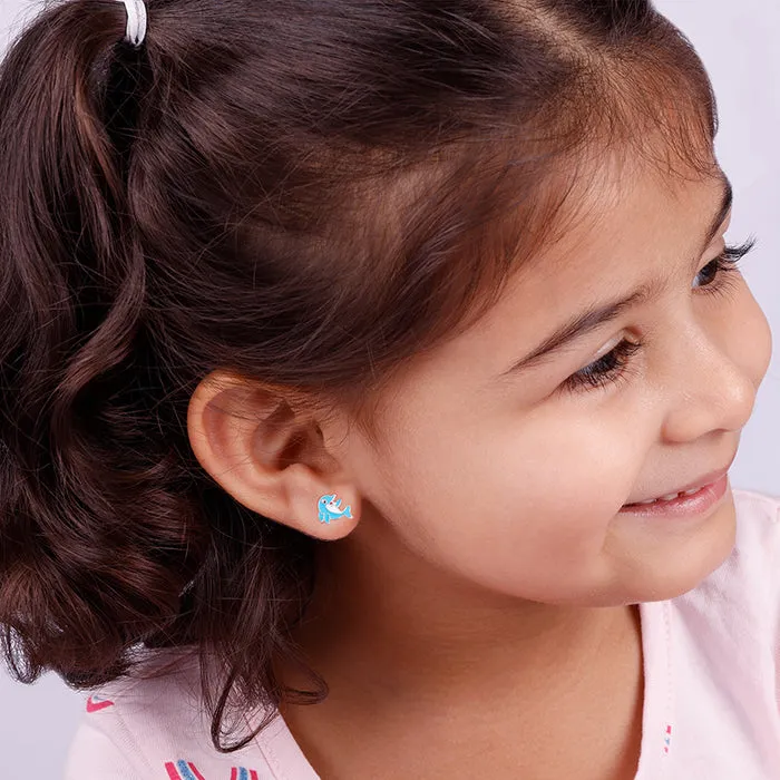Silver Magic Dolphin Kids Earrings (4-12 yrs)
