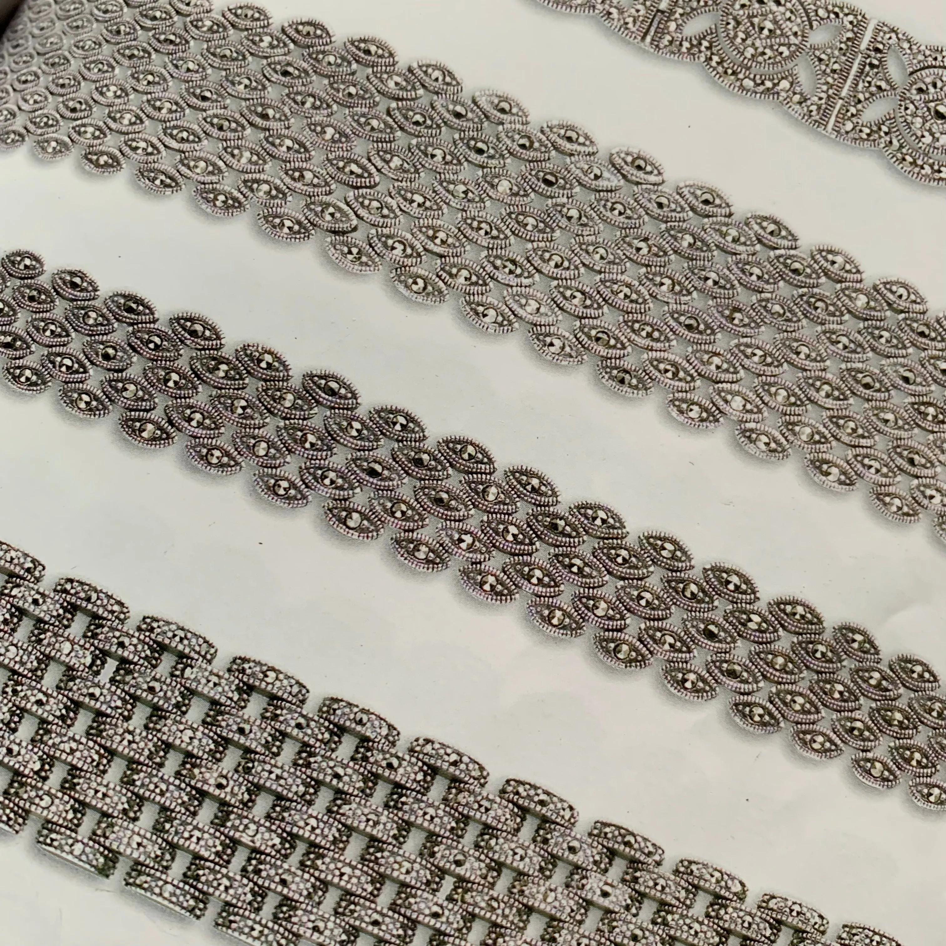 Silver Marcasite Bracelet Chainmail Art Deco Style