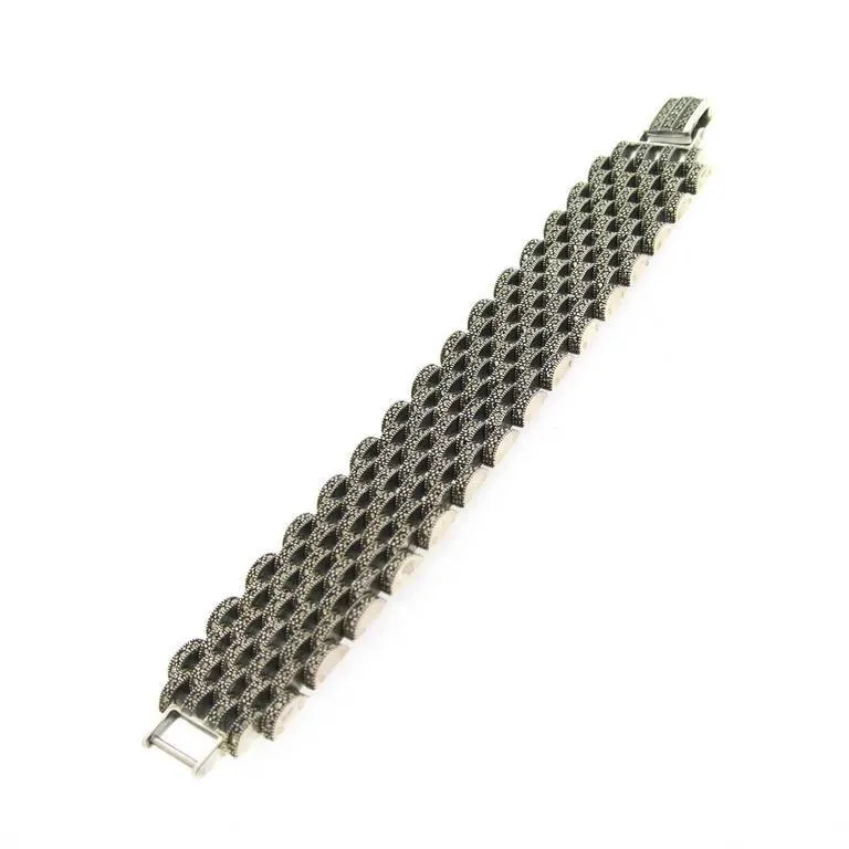 Silver Marcasite Bracelet Chainmail Art Deco Style