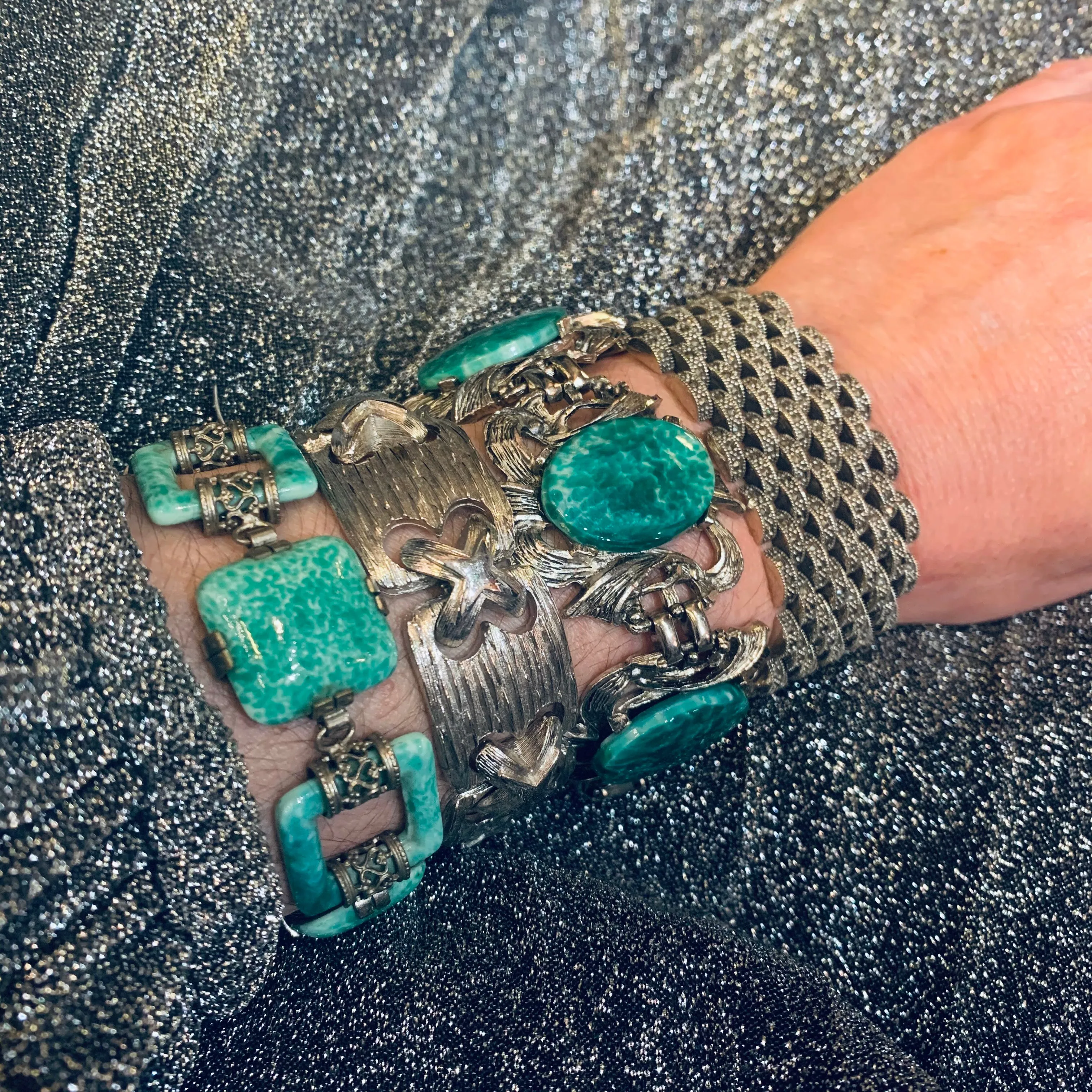 Silver Marcasite Bracelet Chainmail Art Deco Style