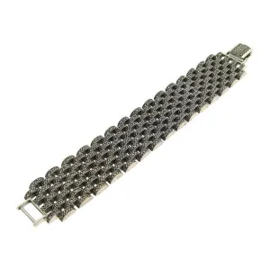 Silver Marcasite Bracelet Chainmail Art Deco Style