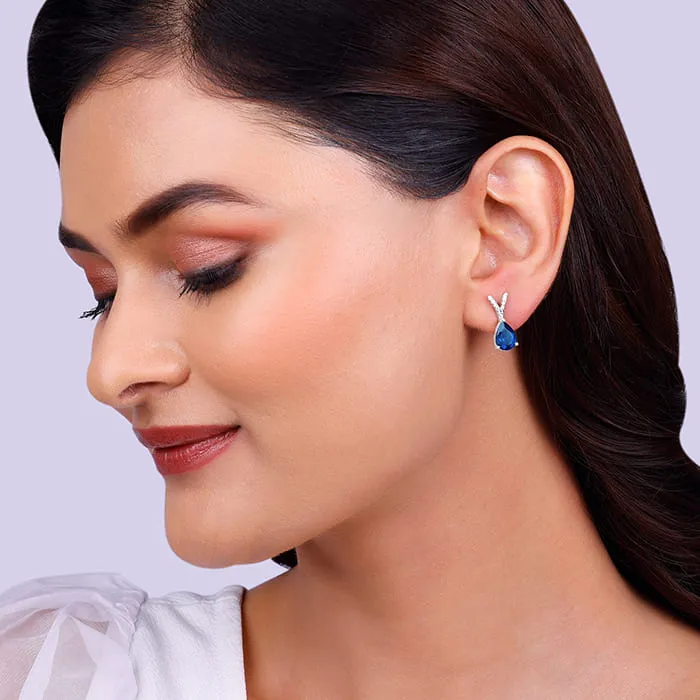 Silver Midnight Blue Earrings