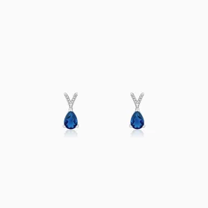Silver Midnight Blue Earrings
