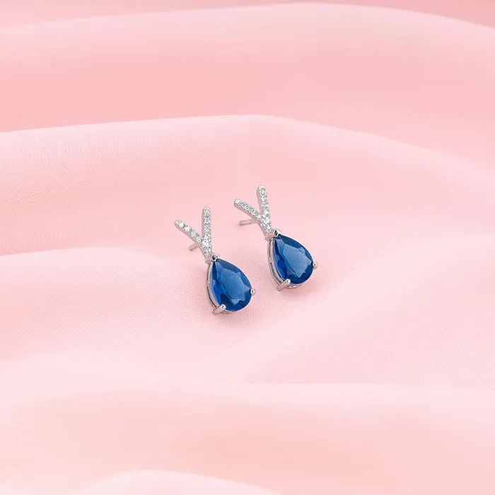 Silver Midnight Blue Earrings