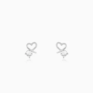 Silver Mini Heart Drop Earrings