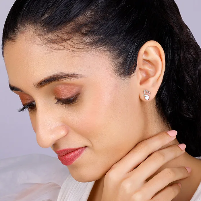 Silver Mini Heart Drop Earrings