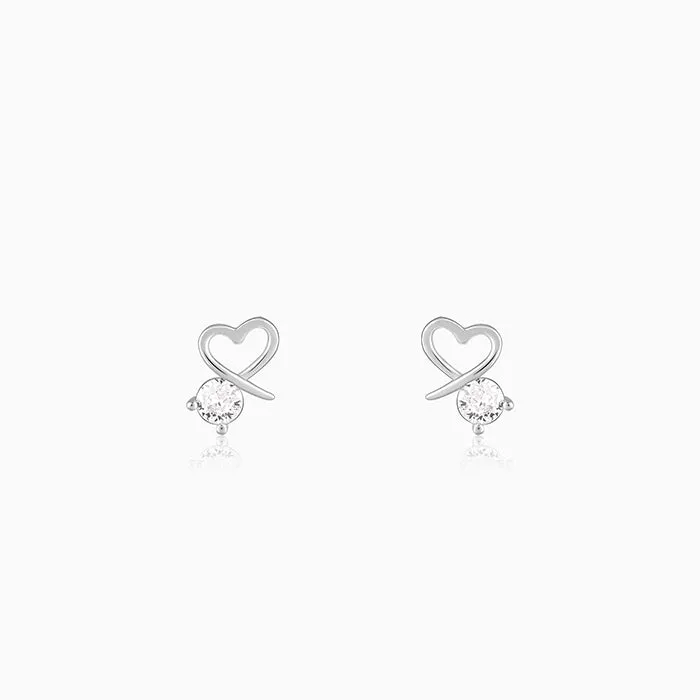 Silver Mini Heart Drop Earrings