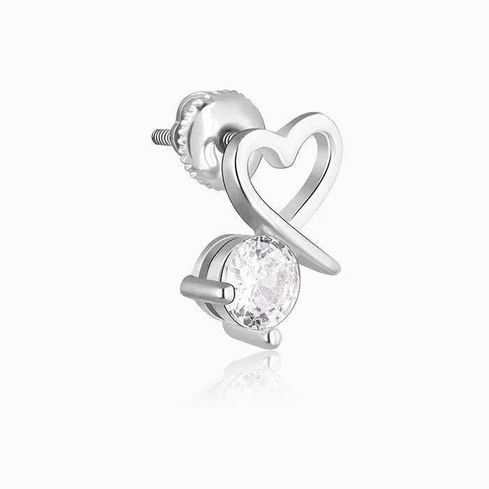 Silver Mini Heart Drop Earrings
