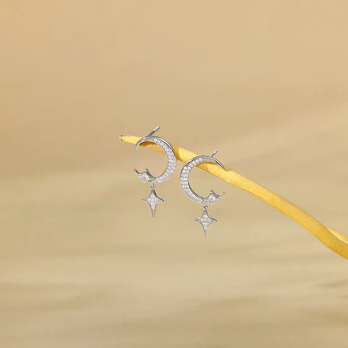 Silver Moon Dangler Earrings