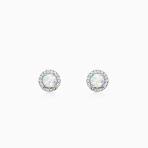 Silver Opal Moon Earrings