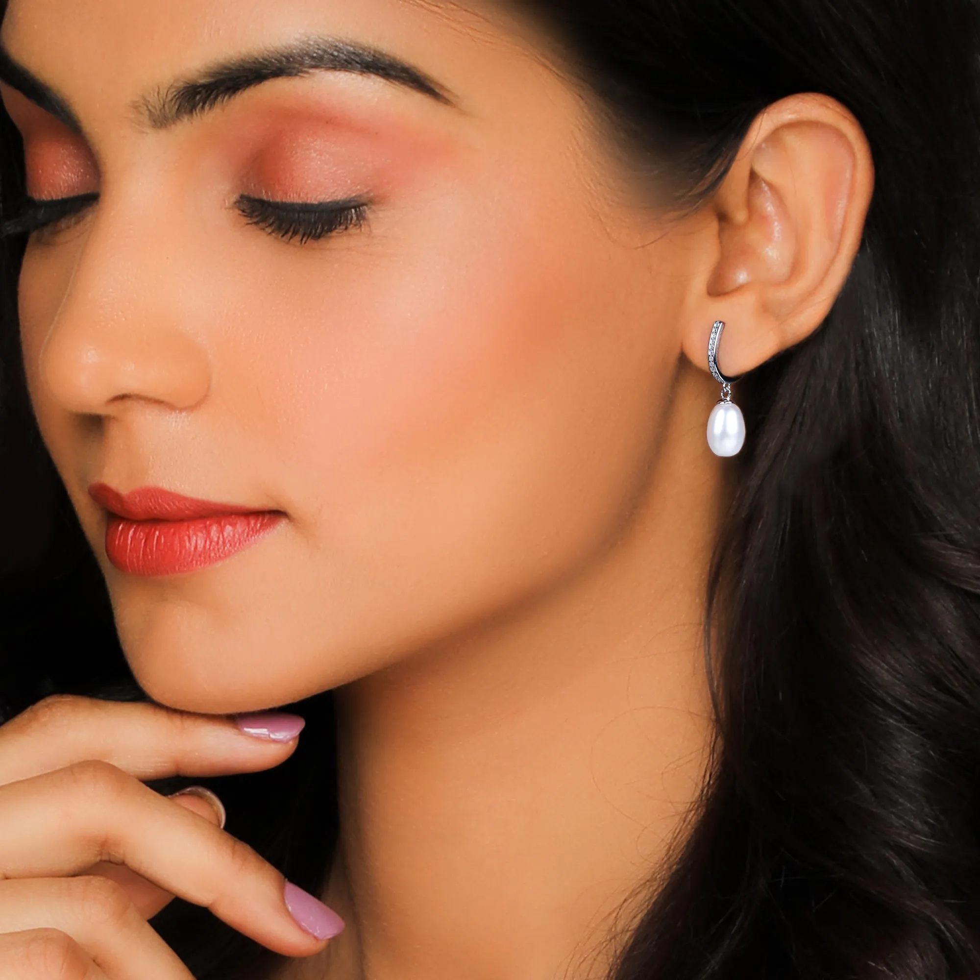 Silver Pearl Drop Earrings