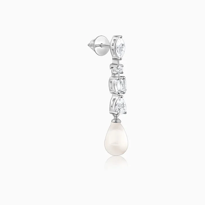 Silver Pearly Hug Earrings