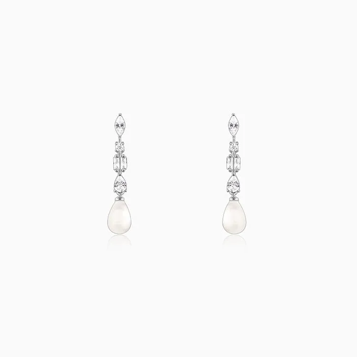 Silver Pearly Hug Earrings