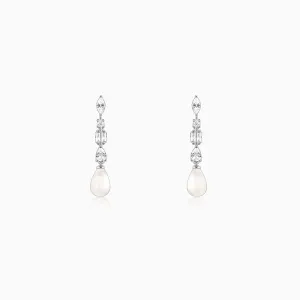 Silver Pearly Hug Earrings