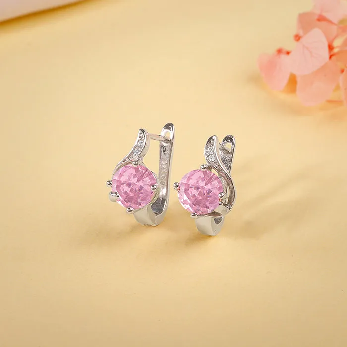 Silver Pink Shine Studs