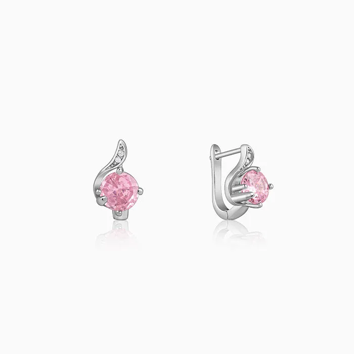Silver Pink Shine Studs