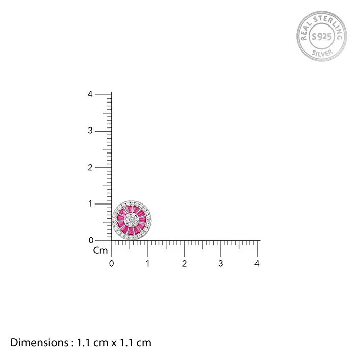 Silver Pink Wheel Earrings