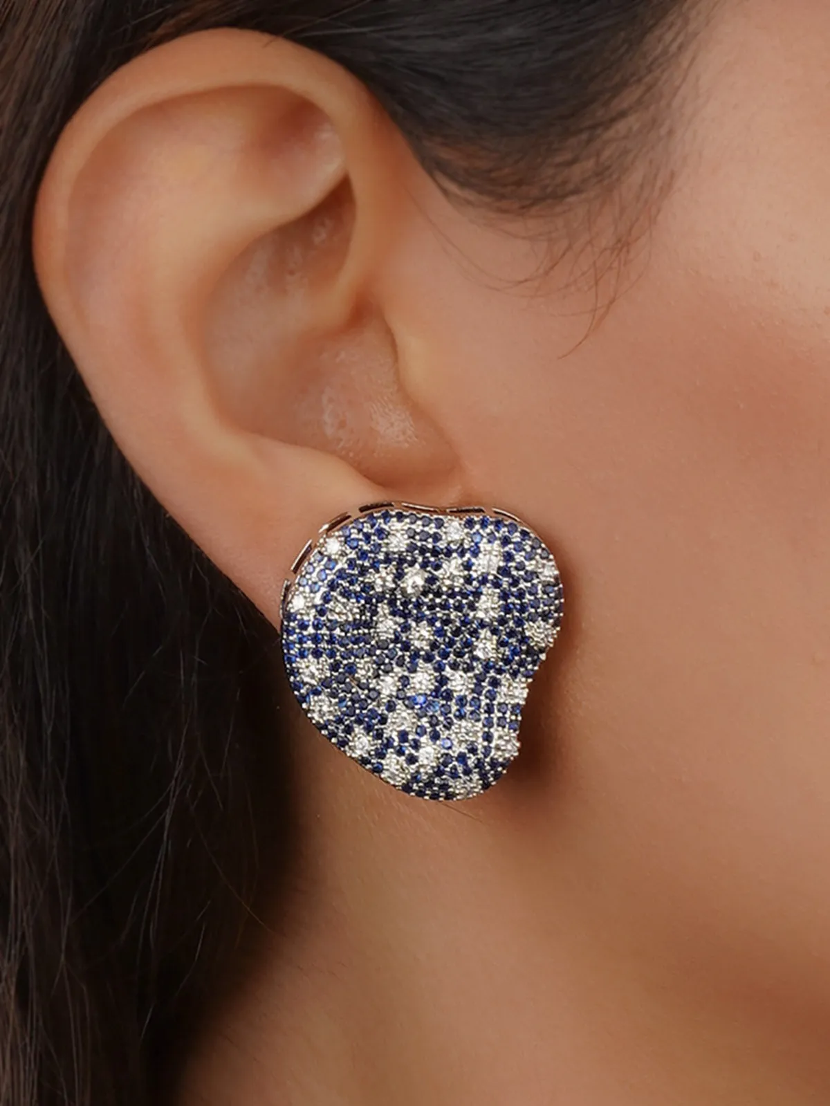 Silver Plated Faux Diamond Earrings - CZEAR615