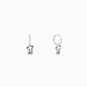 Silver Po Panda Kids Hoop Earrings (4-12 yrs)