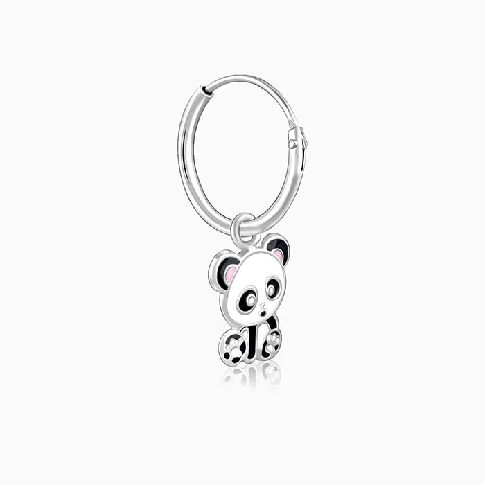 Silver Po Panda Kids Hoop Earrings (4-12 yrs)