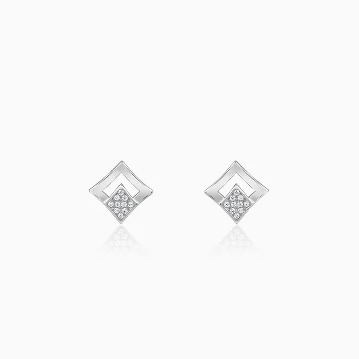 Silver Radiant Rhombus Earrings