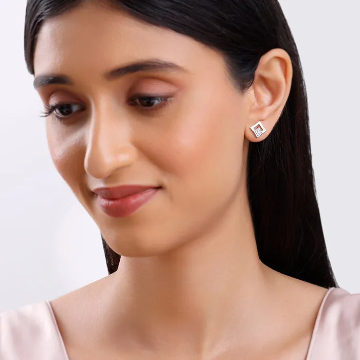 Silver Radiant Rhombus Earrings