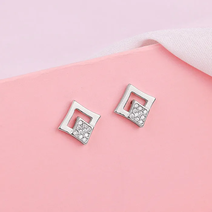 Silver Radiant Rhombus Earrings
