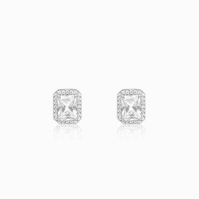 Silver Radiant Square Earrrings