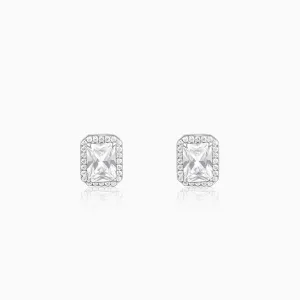 Silver Radiant Square Earrrings