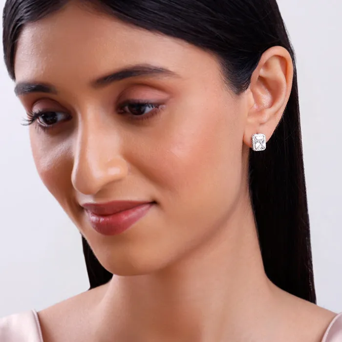 Silver Radiant Square Earrrings