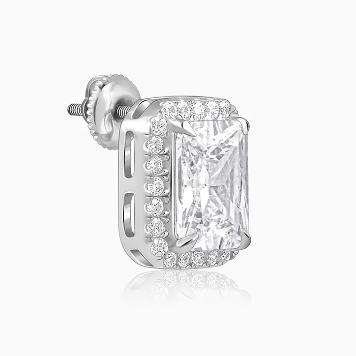 Silver Radiant Square Earrrings